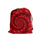 Glossy Red Spiral Fractal Drawstring Pouch (Large)