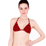 Glossy Red Spiral Fractal Bikini Top