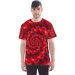 Glossy Red Spiral Fractal Men s Sport Mesh Tee