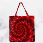 Glossy Red Spiral Fractal Grocery Tote Bag