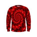 Glossy Red Spiral Fractal Kids  Sweatshirt