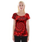 Glossy Red Spiral Fractal Women s Cap Sleeve Top