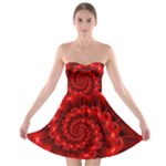 Glossy Red Spiral Fractal Strapless Bra Top Dress