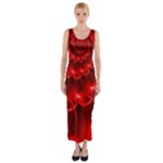 Glossy Red Spiral Fractal Fitted Maxi Dress