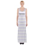 Horizontal Stripes - White and Pastel Violet Maxi Thigh Split Dress