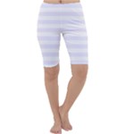 Horizontal Stripes - White and Pastel Violet Cropped Leggings