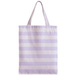 Horizontal Stripes - White and Pastel Violet Zipper Classic Tote Bag