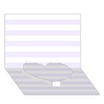 Horizontal Stripes - White and Pastel Violet Heart Bottom 3D Greeting Card (7x5)