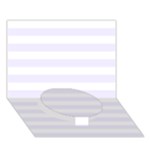 Horizontal Stripes - White and Pastel Violet Circle Bottom 3D Greeting Card (7x5)