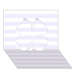 Horizontal Stripes - White and Pastel Violet Clover 3D Greeting Card (7x5)