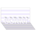 Horizontal Stripes - White and Pastel Violet SORRY 3D Greeting Card (8x4)