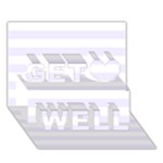 Horizontal Stripes - White and Pastel Violet Get Well 3D Greeting Card (7x5)