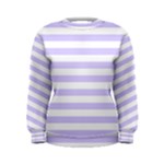 Horizontal Stripes - White and Pale Lavender Violet Women s Sweatshirt