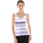 Horizontal Stripes - White and Pale Lavender Violet Tank Top