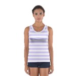 Horizontal Stripes - White and Pale Lavender Violet Women s Sport Tank Top