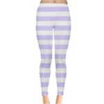 Horizontal Stripes - White and Pale Lavender Violet Women s Leggings