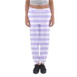 Horizontal Stripes - White and Pale Lavender Violet Women s Jogger Sweatpants