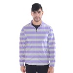 Horizontal Stripes - White and Pale Lavender Violet Wind Breaker (Men)