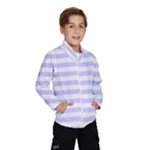 Horizontal Stripes - White and Pale Lavender Violet Wind Breaker (Kids)