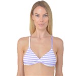 Horizontal Stripes - White and Pale Lavender Violet Reversible Tri Bikini Top