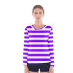 Horizontal Stripes - White and Violet Women s Long Sleeve T-shirt