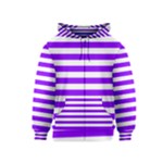 Horizontal Stripes - White and Violet Kid s Zipper Hoodie