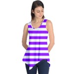 Horizontal Stripes - White and Violet Sleeveless Tunic