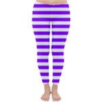 Horizontal Stripes - White and Violet Winter Leggings