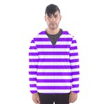 Horizontal Stripes - White and Violet Hooded Wind Breaker (Men)