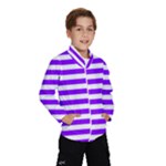 Horizontal Stripes - White and Violet Wind Breaker (Kids)