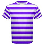 Horizontal Stripes - White and Indigo Violet Men s Cotton Tee