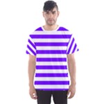 Horizontal Stripes - White and Indigo Violet Men s Sport Mesh Tee