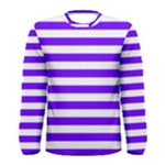 Horizontal Stripes - White and Indigo Violet Men s Long Sleeve T-shirt