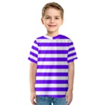 Horizontal Stripes - White and Indigo Violet Kid s Sport Mesh Tee