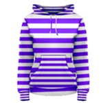 Horizontal Stripes - White and Indigo Violet Women s Pullover Hoodie