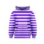 Horizontal Stripes - White and Indigo Violet Kid s Pullover Hoodie