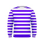 Horizontal Stripes - White and Indigo Violet Kid s Sweatshirt