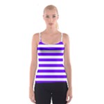 Horizontal Stripes - White and Indigo Violet Spaghetti Strap Top