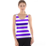 Horizontal Stripes - White and Indigo Violet Tank Top