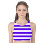 Horizontal Stripes - White and Indigo Violet Tank Bikini Top