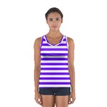 Horizontal Stripes - White and Indigo Violet Women s Sport Tank Top