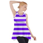 Horizontal Stripes - White and Indigo Violet Side Drop Tank Tunic