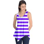 Horizontal Stripes - White and Indigo Violet Sleeveless Tunic