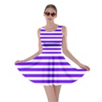 Horizontal Stripes - White and Indigo Violet Skater Dress