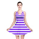 Horizontal Stripes - White and Indigo Violet Reversible Skater Dress