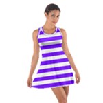 Horizontal Stripes - White and Indigo Violet Cotton Racerback Dress