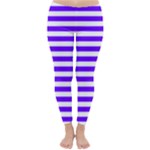 Horizontal Stripes - White and Indigo Violet Winter Leggings