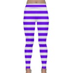 Horizontal Stripes - White and Indigo Violet Yoga Leggings