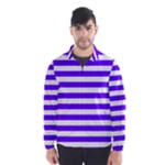 Horizontal Stripes - White and Indigo Violet Wind Breaker (Men)