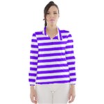 Horizontal Stripes - White and Indigo Violet Wind Breaker (Women)